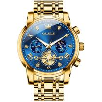 Relógio masculino OLEVS Gold Blue Face Classic Luxury Fancy Nice Dress Watch Masculino Big Dial Data Aço Inoxidável Resistente à Água Quartzo Analógico Relógios de Pulso Masculinos Moon Phase Skeleton Relojes De Hombre Relógio masculino OLEVS Gold Blue Face Classic Luxury Fancy Nice Dress Watch Masculino Big Dial Data Aço Inoxidável Resistente à Água Quartzo Analógico Relógios de Pulso Masculinos Moon Phase Skeleton Relojes De Hombre
