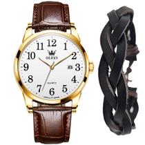 Relógio Masculino Olevs Gold Casual + Bracelete Pulseira Kit Relógio Masculino Olevs Gold Casual + Bracelete Pulseira Kit