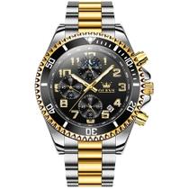 Relógio Masculino OLEVS Moon Phase - Aço Inoxidável Dois Tons