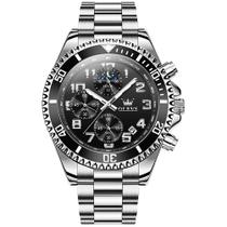 Relógio Masculino OLEVS Moonphase - Aço Inoxidável e Impermeável