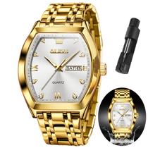 Relógio Masculino OLEVS Quadrado Dourado - Aço Inoxidável à Prova D'Água