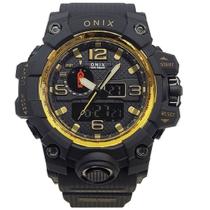 Relógio Masculino Onix AnaDigi OX117 Preto e Dourado