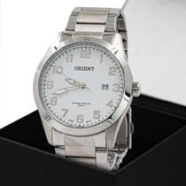 Relogio Masculino Orient Analogico Aço Inoxidavel Prata Mostrador Branco Casual Original Resistente a Agua 1 Ano de Garantia RO1360B2SX