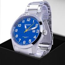 Relogio Masculino Orient Analogico Prata Mostrador Azul Casual Original Resistente a Agua 1 Ano de Garantia RO1360D2SX