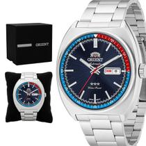 Relogio Masculino Orient Automatico Analogico Aço Inoxidavel Prata Mostrador Azul Casual Original Resistente a Agua 1 Ano de Garantia ROF49SS032D1SX