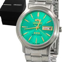 Relógio Masculino Orient Automático Prata Verde Original Prova D'água Garantia 1 Ano RO469WA1AFE1SX
