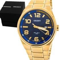 Relógio Masculino Orient Dourado Azul Sport Original Resistente à Água RO1134D2KX Relógio Masculino Orient Dourado Azul Sport Original Resistente à Água RO1134D2KX