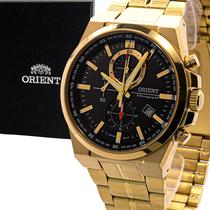 Relógio Masculino Orient Dourado Cronógrafo Casual Original Prova D'água Garantia 1 ano MGSSC035P1KX