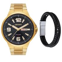 Relogio Masculino Orient Dourado Fundo Preto Mgss1219 P2kx