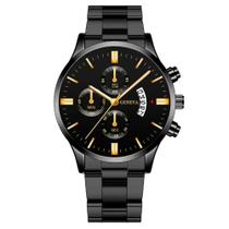 Relógio Masculino Original Geneva Pulso Quartz Preto Aço