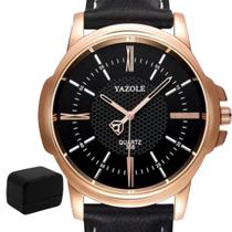 Relógio Masculino Original Luxo Yole Ferragem Bronze+Caixa