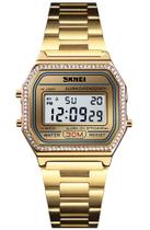 Relógio masculino PASOY Digital Gold em aço inoxidável 3ATM à prova d'água