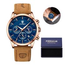 Relógio Masculino Poedagar Original 928 Pulseira Couro Social
