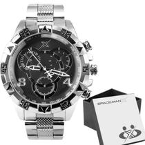 Relógio Masculino Prata Aço Inoxidável Preto Casual Pesado + Caixa Qualidade Garantia Relógio Masculino Prata Aço Inoxidável Preto Casual Pesado + Caixa Qualidade Garantia