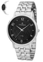 Relógio Masculino Prata Champion Fundo Preto Quartz caixa S Line Relógio Masculino Prata Champion Fundo Preto Quartz caixa S Line