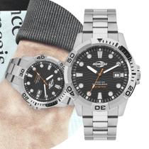 Relógio Masculino Prata e Preto Analógico de Pulso Movimento Quartzo Pulseira e Caixa de Aço Inoxidável à Prova D Água Luxo Casual Social Mormaii Relógio Masculino Prata e Preto Analógico de Pulso Movimento Quartzo Pulseira e Caixa de Aço Inoxidável à Prova D Água Luxo Casual Social Mormaii