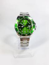 Relógio Masculino Prata Luxo Verde Presente para namorado com caixa Importado Luxo