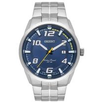Relógio Masculino Prata Orient Original Fundo Azul Data + NF