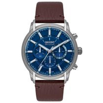 Relógio Masculino Prata Orient Pulseira de Couro Cronógrafo Relógio Masculino Prata Orient Pulseira de Couro Cronógrafo