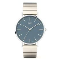 Relógio Masculino Prata Piano Bossa Nova Fundo Azul 40mm