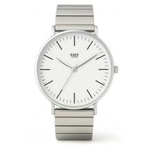 Relógio Masculino Prata Piano Bossa Nova Fundo Branco 40mm