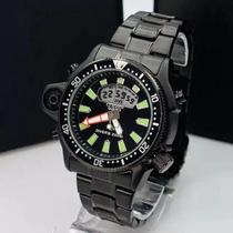 Relógio Masculino Premium Estilo Aqualand Preto Diver 200M Analógico Digital Luminoso Aço Inoxidável Esportivo Luxo Prova DÁgua Militar Robusto