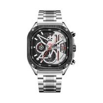 Relógio Masculino Preto À Prova D'Água MEGIR Com Mostrador Quadrado Cronógrafo Pulseira De Aço