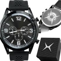 Relogio Masculino Preto Aco Inox Premium Silicone + Caixa presente inoxidavel ajustavel social original analogico