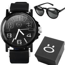 Relogio Masculino Preto Aço Inoxidável + Oculos Sol + Caixa Ajustavel Presente Preto Ponteiro Branco Relogio Masculino Preto Aço Inoxidável + Oculos Sol + Caixa Ajustavel Presente Preto Ponteiro Branco