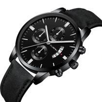 Relógio Masculino Preto Black Motion Prateado Quartz