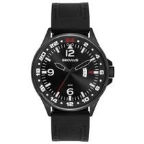 Relógio Masculino Preto Calendário Pulseira de Silicone - Seculus Relógio Masculino Preto Calendário Pulseira de Silicone - Seculus