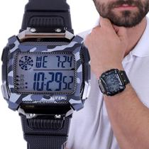 Relógio Masculino Preto Camuflado Xufeng Visor Com Números Grande Relógio Masculino Preto Camuflado Xufeng Visor Com Números Grande