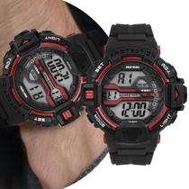 Relógio Masculino Preto e Vermelho Digital com Pulseira de Silicone à Prova D Água Shock Tático Militar Esportivo Urbano Casual Mormaii