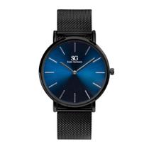 Relógio Masculino Preto Fundo Azul Saint Germain Houston Full Blue 40mm