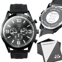 relogio masculino preto qualidade premium aço inox ponteiro preto analogico original ajustavel presente social casual
