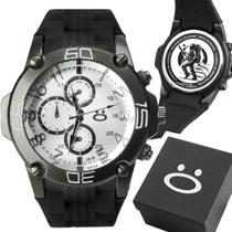 Relogio Masculino Preto Silicone Aço Inox Caixa Premium prata ajustavel autentico silicone original ponteiro robusto - Orizom