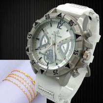 Relógio masculino pulseira de borracha a prova dágua branco Relógio masculino pulseira de borracha a prova dágua branco