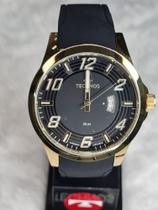 Relógio Masculino Pulseira Preta com Detalhes Dourados