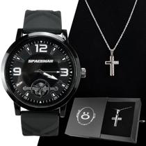 Relógio Masculino Pulso Personalizado Desenho + Colar Cruz Relógio Masculino Pulso Personalizado Desenho + Colar Cruz