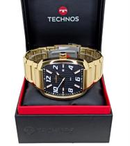 Relógio Masculino Quadrado Aço Dourado Original Technos 2115NCO/1P