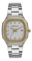 Relógio Masculino Quadrado Social Aço Prata Dourado Seculus 44268GPSVBA2
