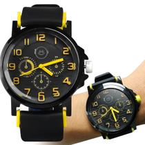 Relogio Masculino Qualidade Premium Silicone Preto Aço Inox grande analogico original presente ajustavel casual social