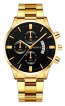 Relógio Masculino Quartz Aço Inoxidável Geneva Dourado