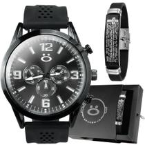 Relógio Masculino Quartz Original+Pulseira Religiosa Casual