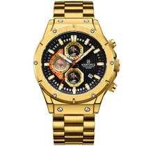 Relógio Masculino Quartzo Pulseira de Aço Inoxidável Casual Esportivo Impermeável