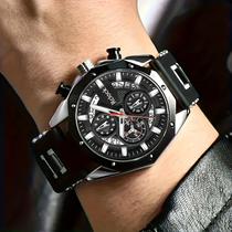 Relógio Masculino RCLOK Quartzo Aço Inoxdavél Pulseira de Silicone - Relógio Masculino RCLOK Quartzo Aço Inoxdavél Pulseira de Silicone -