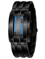 Relógio Masculino Reginald Matrix Dial LED - Aço Inoxidável Azul