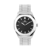 Relógio Masculino Saint Germain Hudson Silver Metal Prata Fundo Preto Pulseira de Metal Prata