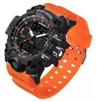 Relógio Masculino Sanda 6126 Militar Tático Black Orange