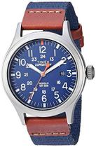 Relógio masculino Scout Expedition, 40mm, pulseira náilon e couro, azul/marrom/cinza - Timex